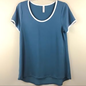LulaRoe Classic T- blue and white